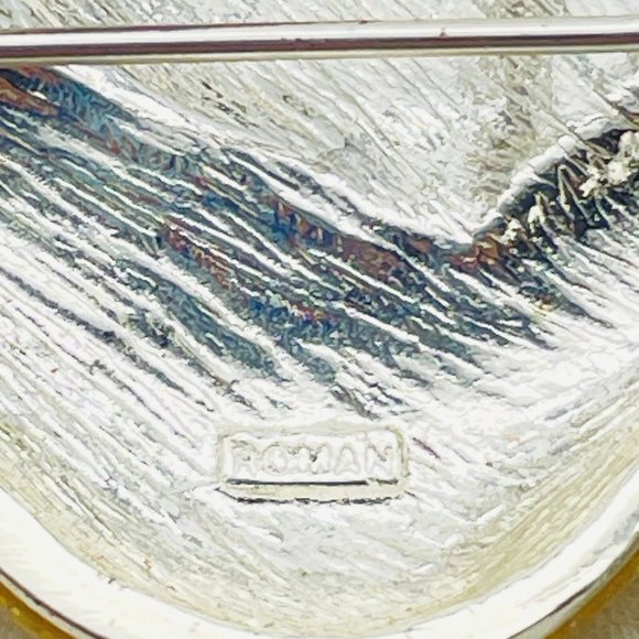 Roman Golden Dove Pin Silver Tone Rhinestone Accents Olive Branch Ark Faith - Picture 6 of 7